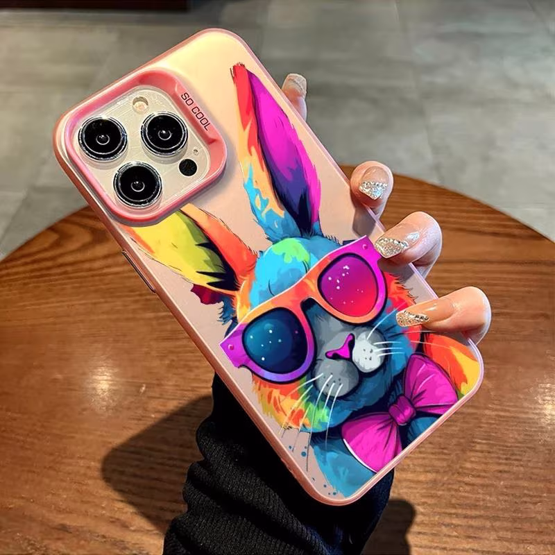 iPhone 14 Pro Max 3D Design Cute Graffiti Rabbit Shockproof Silicone Cool Luxury Back Cover